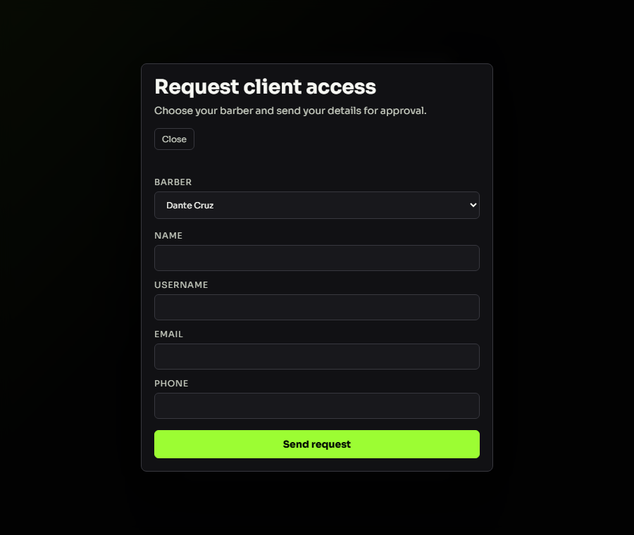 TrimAndGo client request screenshot